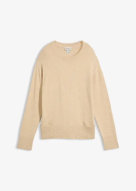 Pullover aus Viskose-Mix in beige von vorne - bonprix