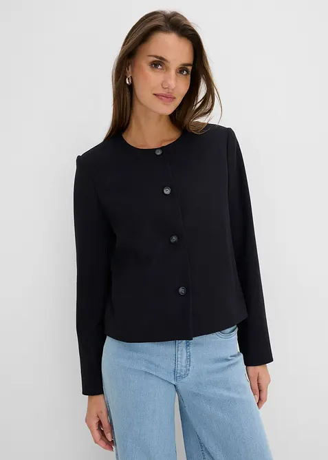 Kurze Blazerjacke mit Knopfreihe in grau von vorne (im Anschnitt) - bonprix