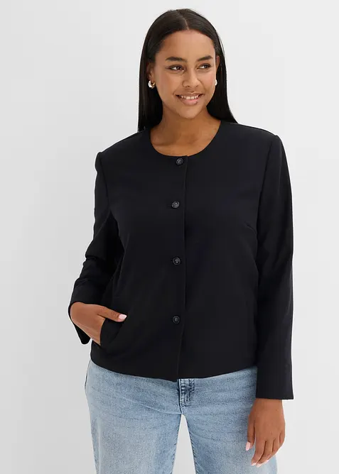 Kurze Blazerjacke mit Knopfreihe in grau von vorne (im Anschnitt) - bonprix