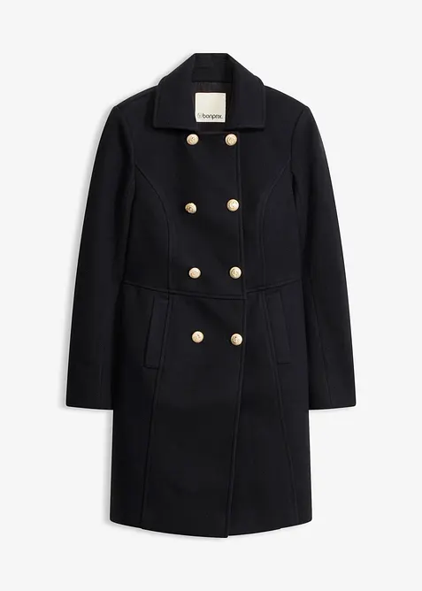 Kurzmantel in Wool-Optik in schwarz von vorne - bonprix