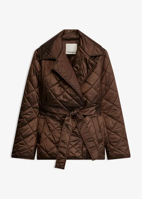 Leicht wattierte Steppjacke in braun von vorne - bonprix