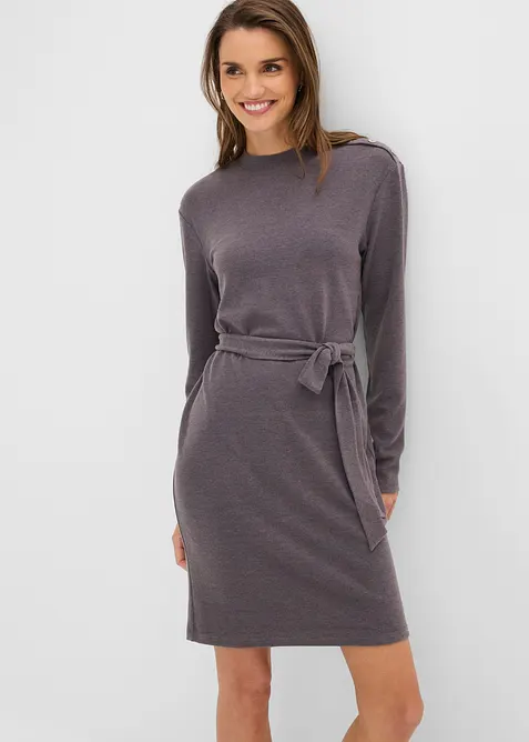 Jerseykleid aus Viskose-Mix in blau von vorne (Totalaufnahme) - bonprix