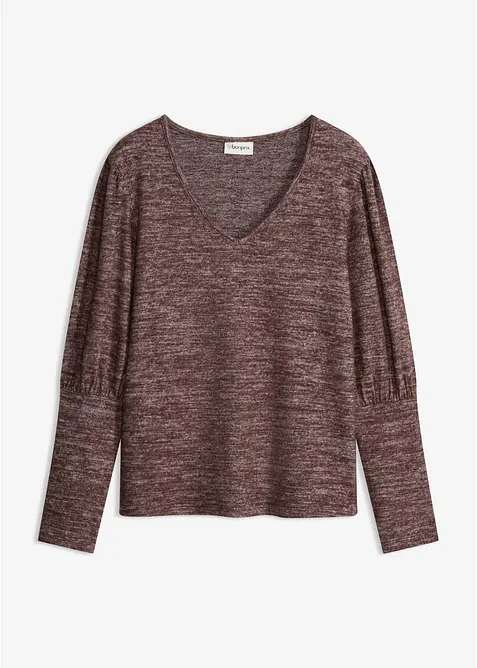 Langarmshirt aus weicher Viskose in braun von vorne - bonprix