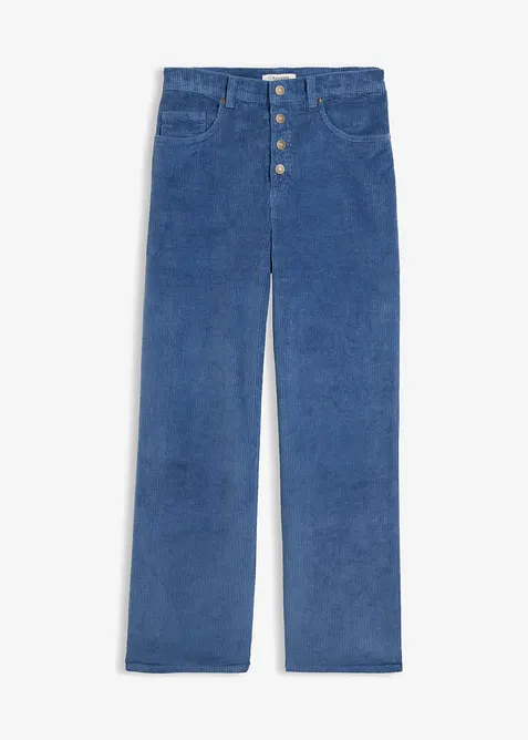 High-Waist-Cordhose aus Baumwoll-Mix in blau von vorne - bonprix