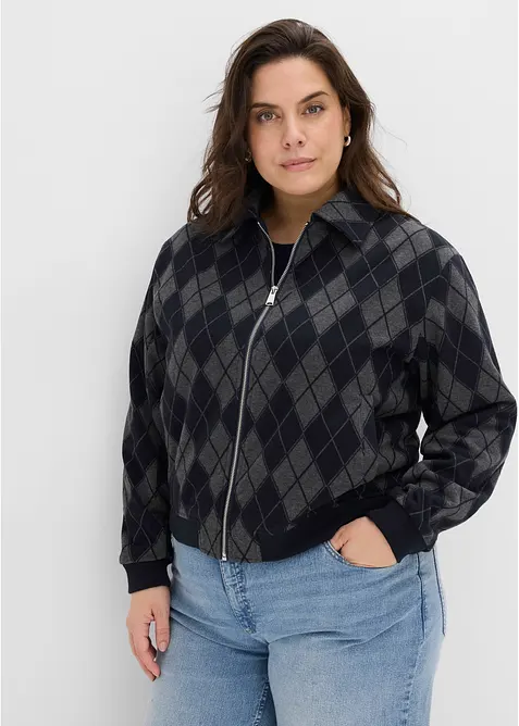 Blouson in Wolloptik in grau von vorne (im Anschnitt) - bonprix