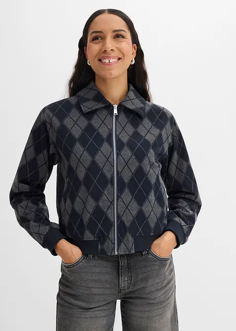 Blouson in Wolloptik in grau von vorne (im Anschnitt) - bonprix