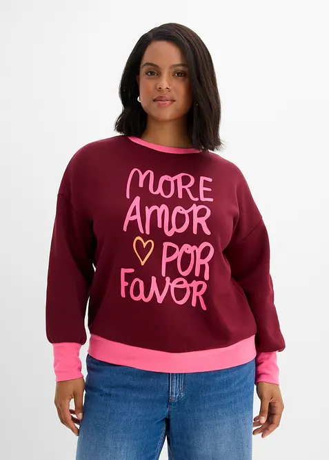 Sweatshirt aus Baumwoll-Mix in rot von vorne (im Anschnitt) - bonprix