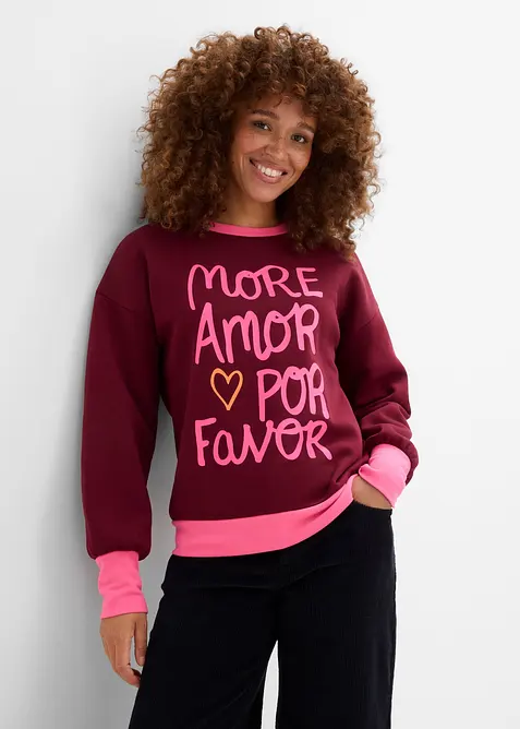 Sweatshirt aus Baumwoll-Mix in rot von vorne (im Anschnitt) - bonprix