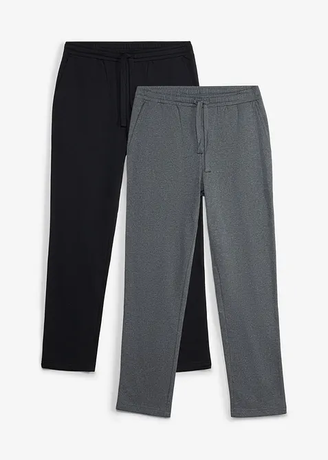 Regular Fit Jogginghose Straight (2er Pack) in grau von vorne - bonprix