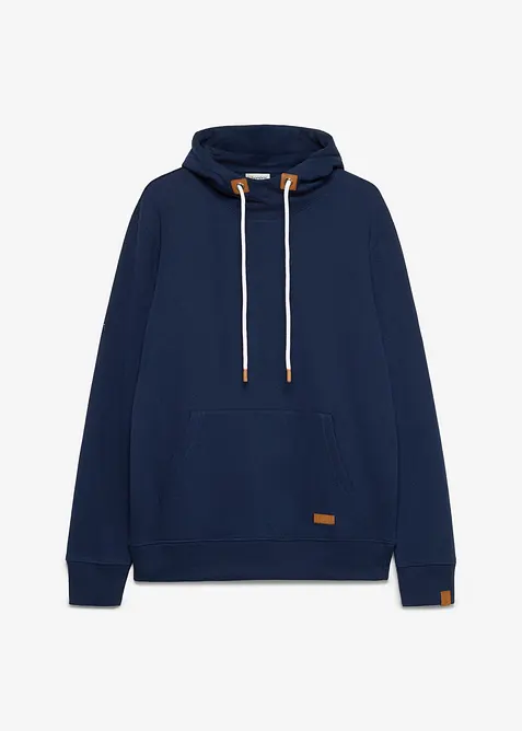 Hoodie aus weichem Baumwoll-Mix in blau von vorne - bonprix