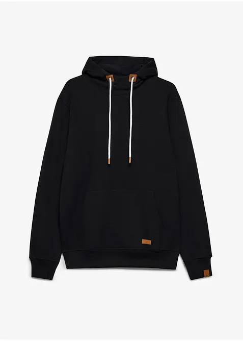 Hoodie aus weichem Baumwoll-Mix in schwarz von vorne - bonprix