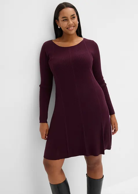 Strickkleid aus Viskose-Mix in rot von vorne (Totalaufnahme) - bonprix