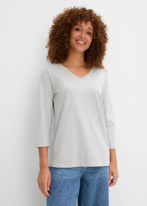 Shirt (3er Pack) in schwarz von vorne (im Anschnitt) - bonprix