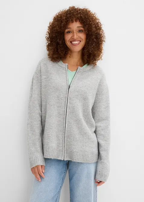 Strickjacke in grau von vorne (im Anschnitt) - bonprix