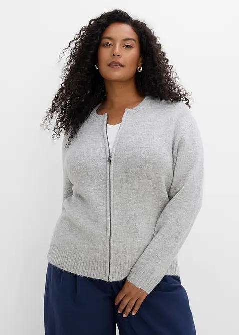 Strickjacke in grau von vorne (im Anschnitt) - bonprix