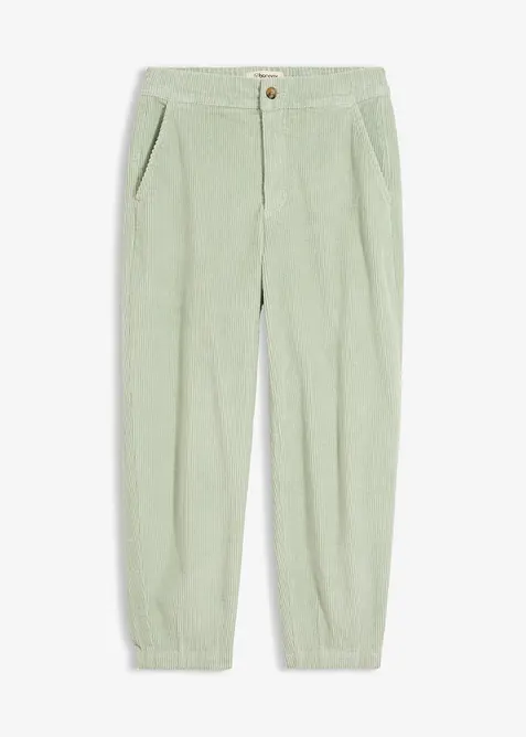 Cordhose in Barellform in grün von vorne - bonprix