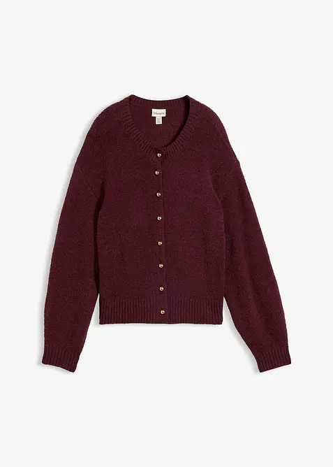 Grobstrickjacke mit goldener Knopfleiste in rot von vorne - bonprix