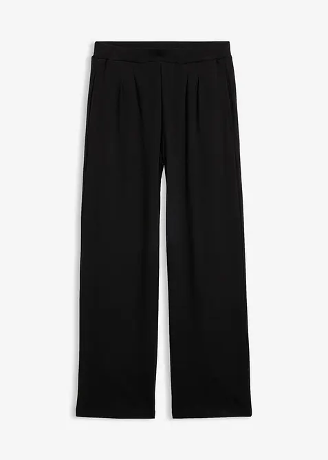 Jersey-Hose mit Bundfalten in schwarz von vorne - bonprix