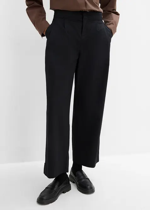 Barrel-Hose aus Baumwoll-Stretch in schwarz von vorne - bonprix