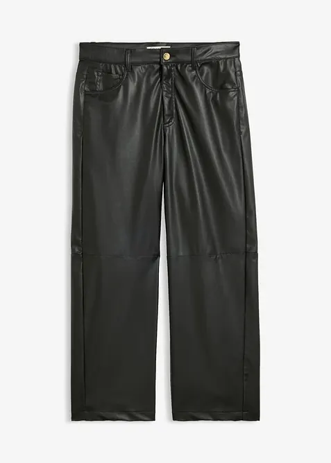 Lederimitat-Hose in Barrelform in schwarz von vorne - bonprix