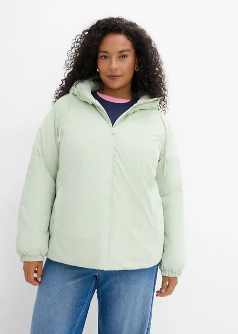Gummierte, winddichte Outdoorjacke in grün von vorne (im Anschnitt) - bonprix