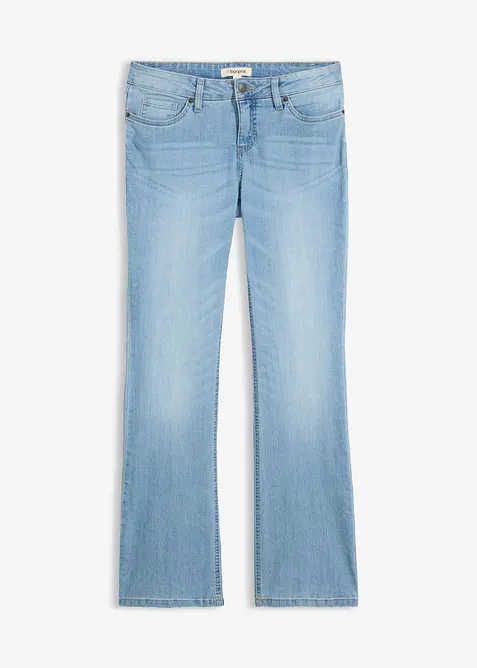 Bootcut-Jeans Mid Waist, Komfort-Stretch in blau von vorne - bonprix