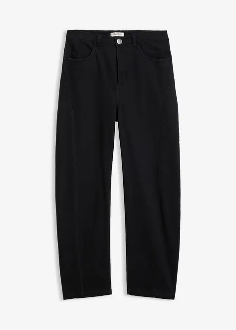 Barrel-Twillhose aus Baumwoll-Mix in schwarz von vorne - bonprix