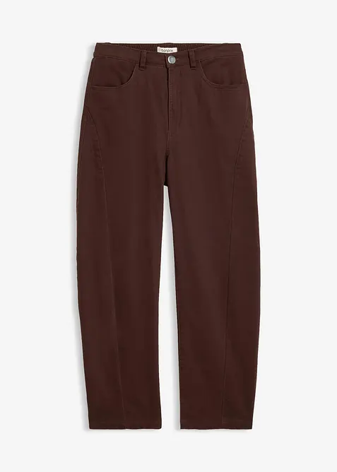 Barrel-Twillhose aus Baumwoll-Mix in braun von vorne - bonprix