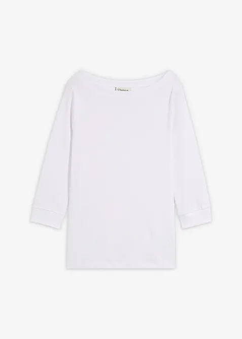 Langarmshirt aus reiner Bio-Baumwolle in weiß von vorne - bonprix