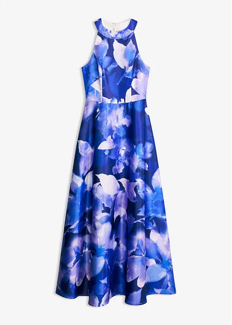 Maxikleid aus glänzendem Satin in blau von vorne - bonprix