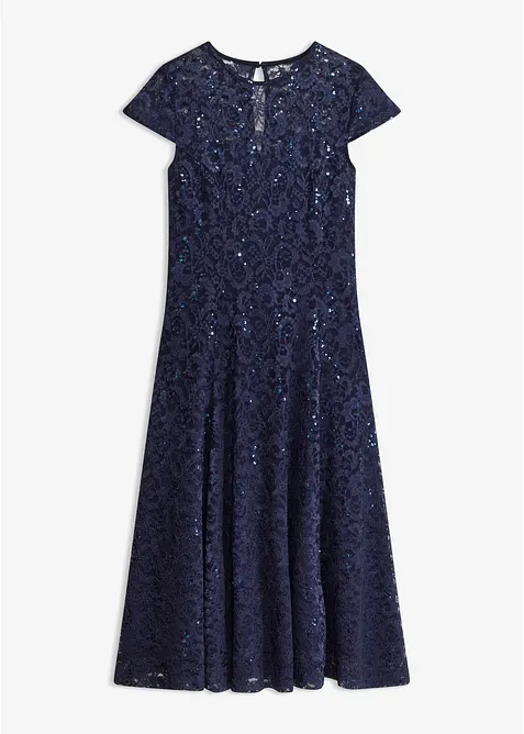 Spitzenkleid in blau von vorne - bonprix