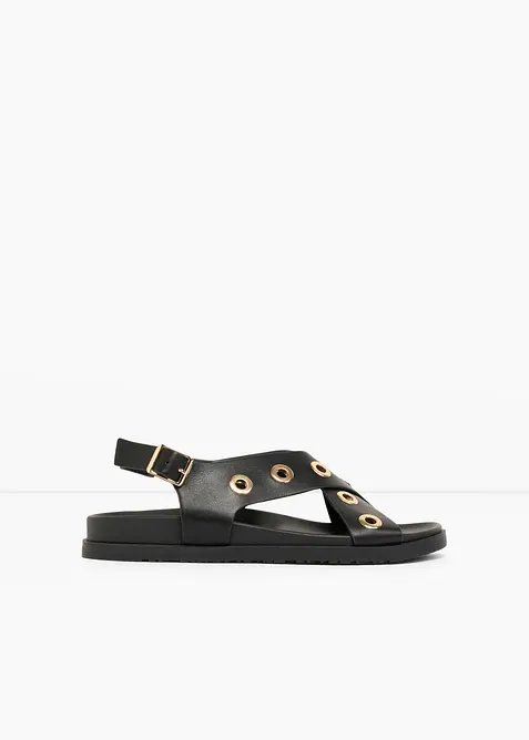 Sandalen mit Ösen in schwarz - bonprix