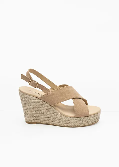 Keilsandaletten in Bast-Optik in beige - bonprix