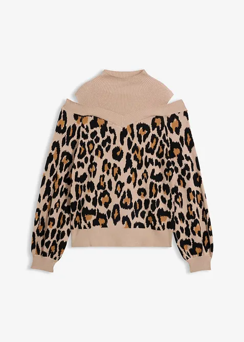 Schulterfreier Pullover in beige von vorne - bonprix