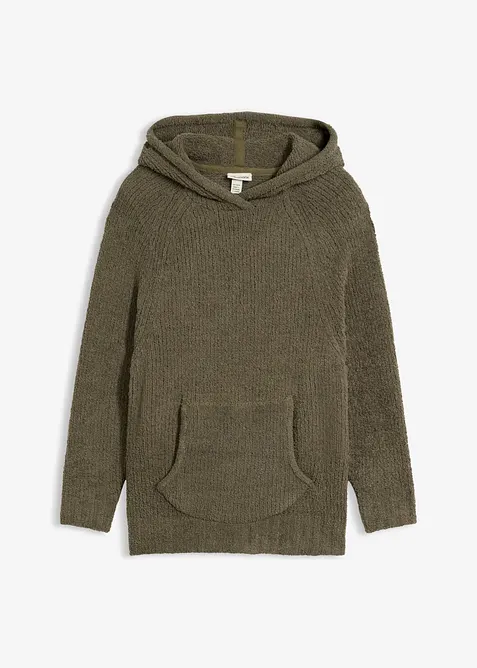 Kapuzenpullover in Teddy-Fleece in grün von vorne - bonprix