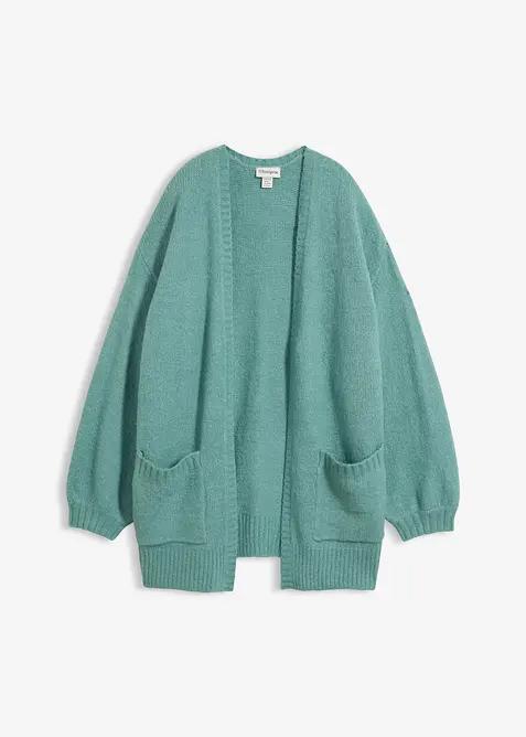 Oversize-Strickjacke in grün von vorne - bonprix