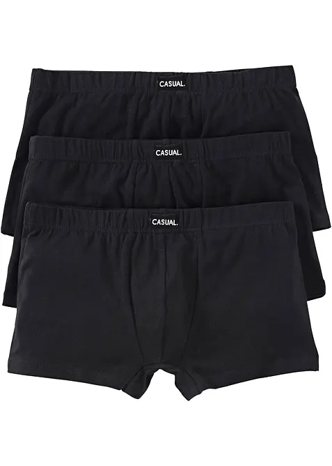 Hipster mit weicher Baumwolle (3er Pack) in schwarz von vorne - bonprix