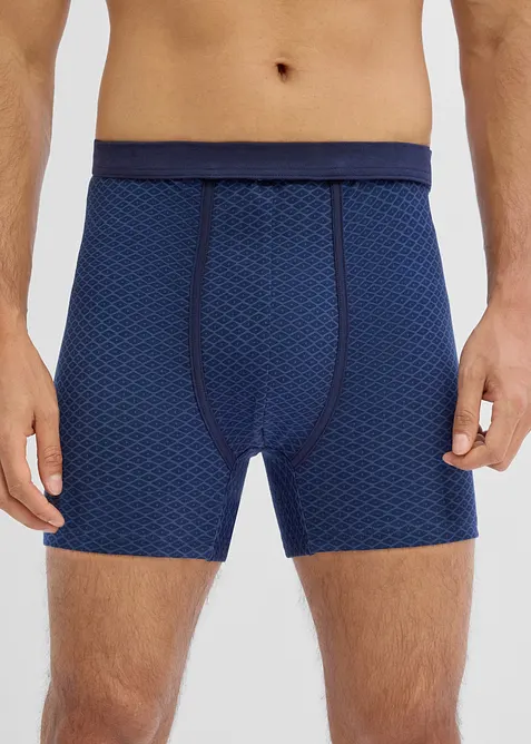 Mittellange Highwaist Boxershorts eng mit weicher Baumwolle (3er Pack) in blau von vorne - bonprix