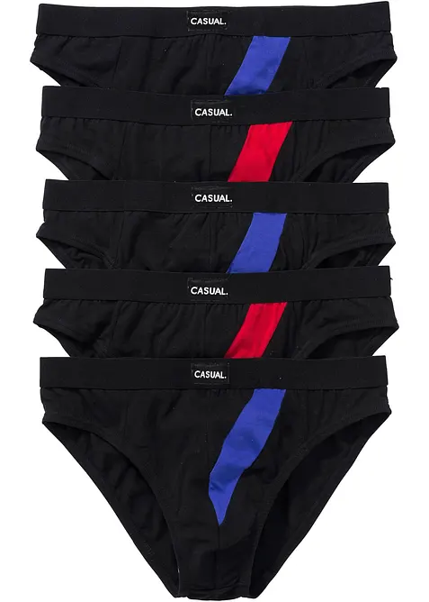 Slip mit Baumwolle (5er Pack) in schwarz von vorne - bonprix