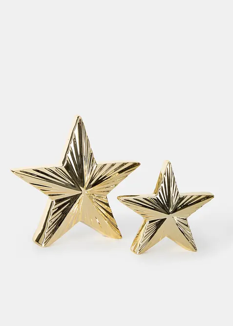 Deko-Objekte Weihnachtsstern (2-tlg. Set) in gold von vorne - bonprix