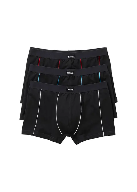Boxershorts eng mit Baumwolle (3er Pack) in schwarz von vorne - bonprix
