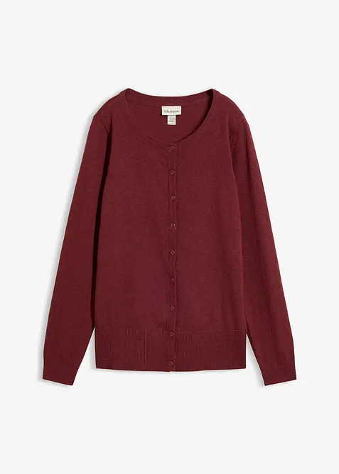 Feinstrickjacke mit recycelter Baumwolle in lila von vorne - bonprix