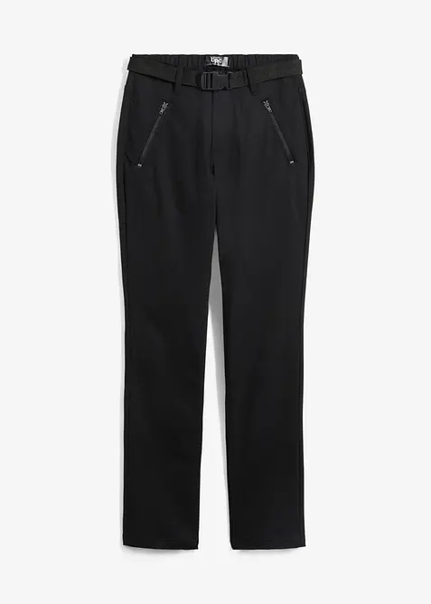 Wasserabweisende Funktionshose aus Stretch-Twill mit Gürtel in schwarz von vorne - bonprix