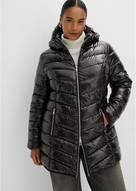 Steppjacke in Metallic-Optik in braun von vorne (im Anschnitt) - bonprix