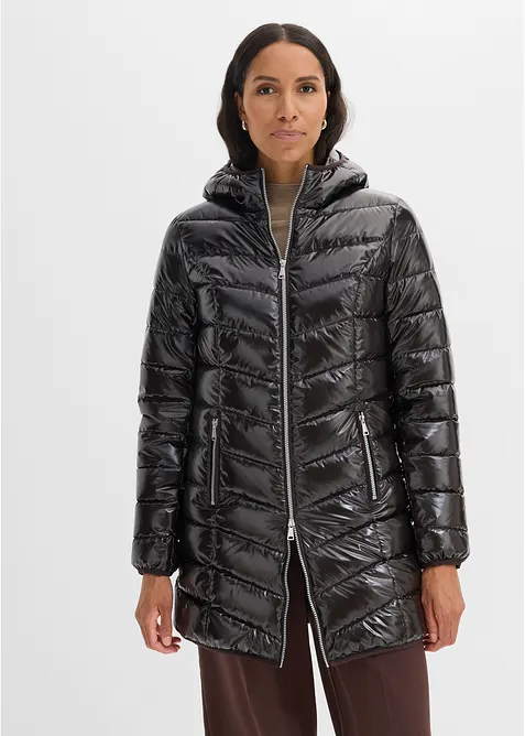 Steppjacke in Metallic-Optik in braun von vorne (im Anschnitt) - bonprix