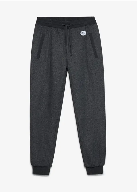 Thermo-Jogginghose mit flauschigem Teddyfleece in grau von vorne - bonprix