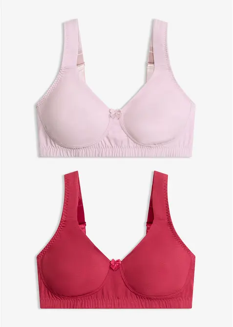 Minimizer T-Shirt-BH ohne Bügel mit Bio-Baumwolle (2er Pack) in lila von vorne - bonprix
