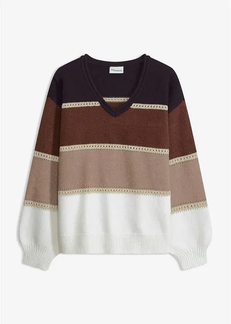 Pullover mit Ballonärmeln in schwarz von vorne - bonprix