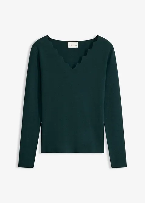 Feinstrickpullover aus weichem Viskose-Mix in grün von vorne - bonprix