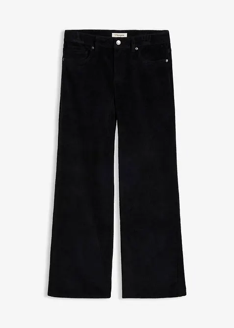 Cordhose aus elastischem Baumwoll-Mix in schwarz von vorne - bonprix